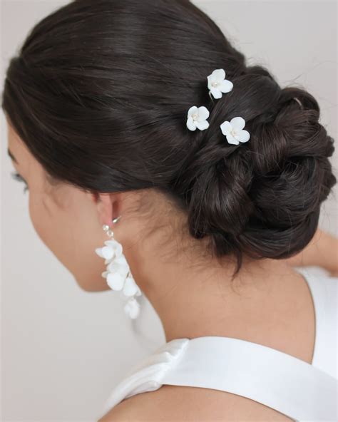 Wedding Hair Pinsset Of 3 Floral Bridal Hair Pins Pearl Etsy