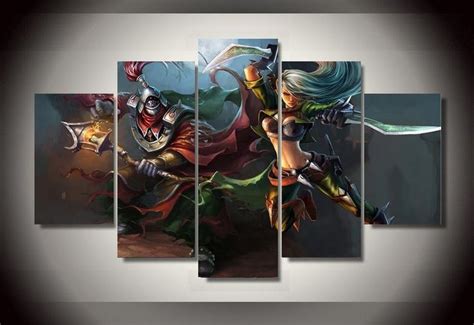 5 Panels 5 Panels Leauge Of Legends Group Artwork Framed Poster Print