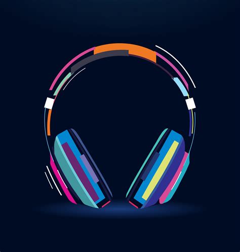 Headphones From Multicolored Paints Abstract Colorful Drawing