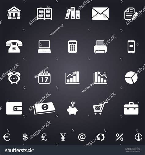 Set White Business Icons Stock Vector Royalty Free 158497352