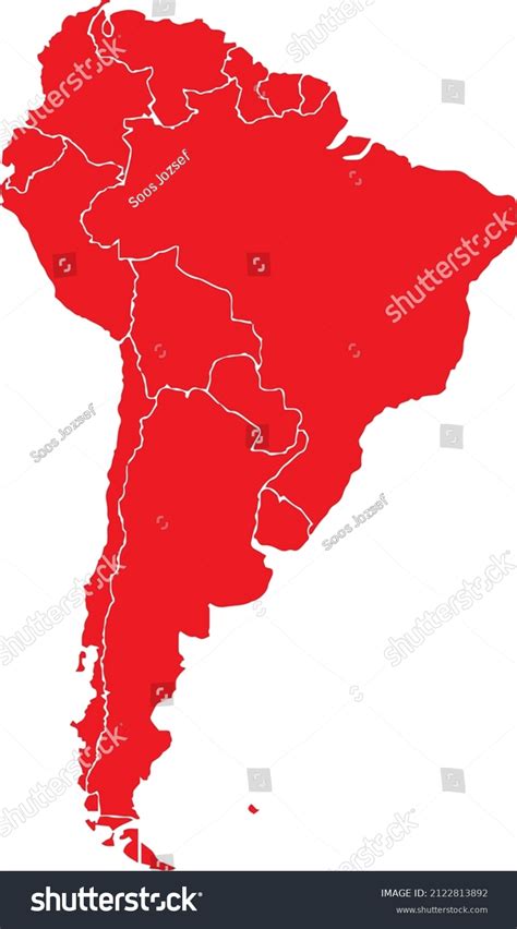 Red Colored South America Outline Map Stock Vector Royalty Free