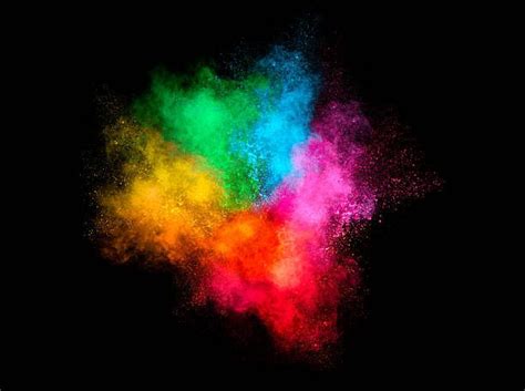 Colorful Dust Particle Explosion Isolated On Black Background Black