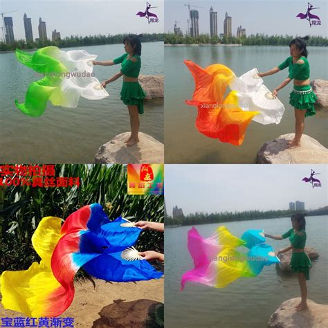 New Girls Adults Hand Made Colorful Silk Bamboo Flame Belly Dance Long