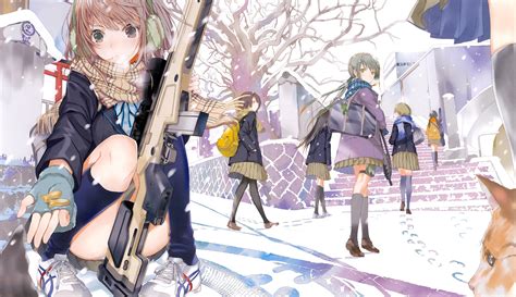 Artwork Anime Gun Cats Anime Girls Original Characters Fuyuno Haruaki