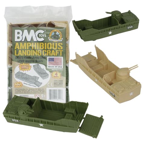 Bmc Classic Marx Landing Craft 4pc Tan Vs Od Green Plastic Army Men