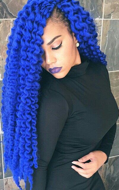 Bright Royal Cobalt Blue Dyed Curly Hair Color Inspiration