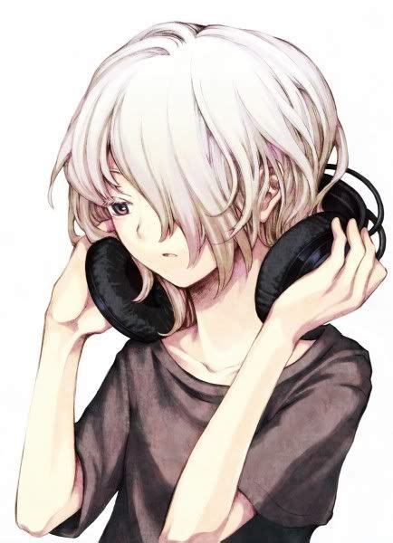 Anime Art Music Headphones Anime Boy Silver