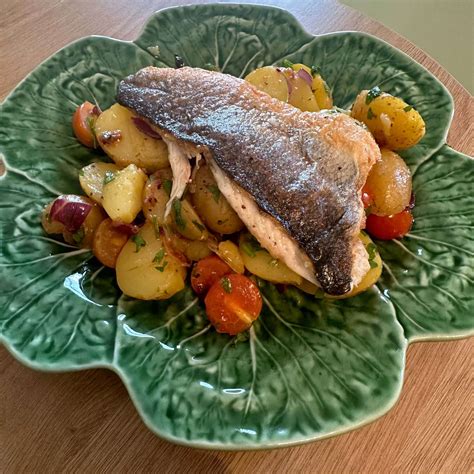 Pan Fried Sea Bass With Mediterranean Crushed Potatoes — Chris Baber Recipe Whisk