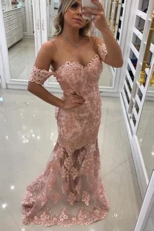 Strapless Lace Pearls Nude Pink Mermaid Prom Dress Xdressy