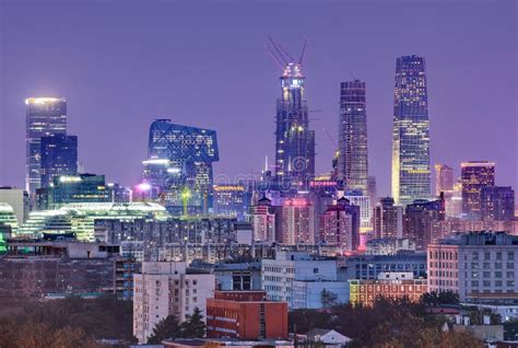 Skyscrapers In Beijing At Twilight China Editorial Image Image Of