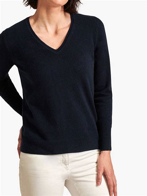 Pure Collection Cashmere V Neck Jumper Navy At John Lewis And Partners