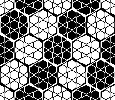 Design Seamless Monochrome Hexagon Geometric Pattern — Stock Vector