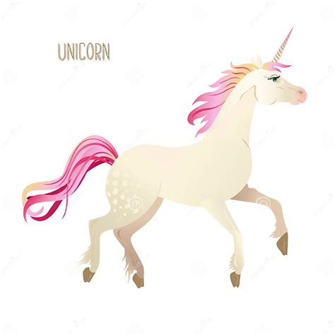 Beautiful Watercolor Unicorns Set In Pink And Purple Colors Vector