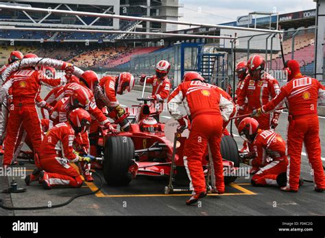 Formula 1 Scuderia Ferrari Team Practises Pit Stop During F1 Testing