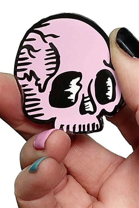 Skull Enamel Pin Skull Pin Pink Enamel Enamel Pins