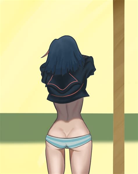 Rule 34 1girls Ass Cleavage Black Hair Blue And White Striped Panties