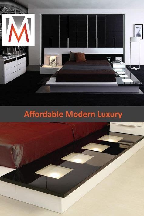 Impera Modern Contemporary Lacquer Platform Bed With Light Features