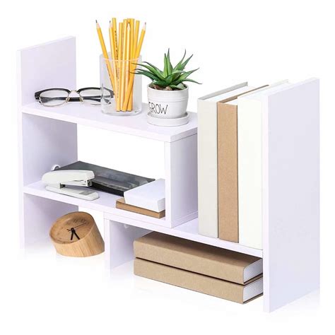 Fitueyes Wood Adjustable Desktop Organizer Display Shelf Storage Rack