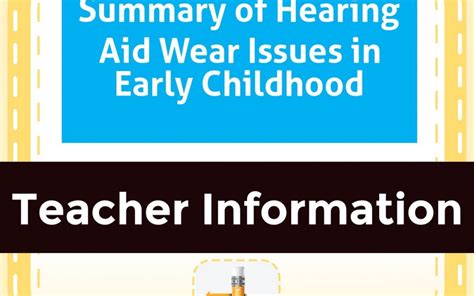 Summary Of Hearing Aid Wear Issues In Early Childhood Supporting
