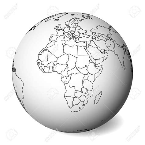 Just off the mainland, and shown on our map, is the island nation of madagascar. Blank political map of Africa. 3D Earth globe with black outline map. Vector illustration. , # ...