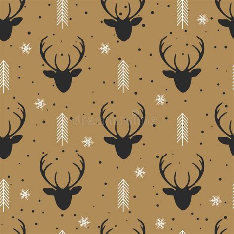 Christmas Seamless Pattern with Reindeer Background, Winter Pattern