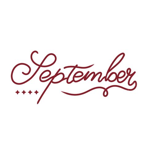 September Month White Transparent September Month Text Hand Lettering