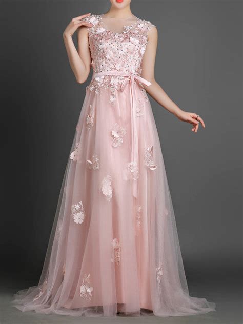 Blush Pink Floral Long Formal Prom Evening Dress Jojo Shop