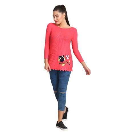 Buy Buynewtrend Hot Winter Gajri Pure Woolen Owl Printed Womens Sweater