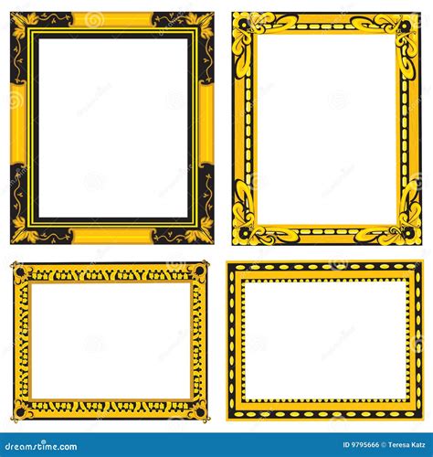 Black And Gold Picture Frames Stock Vector Illustration Of Black