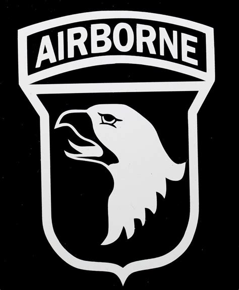 101st Airborne Patch With Tab Vinyl Decal 3 Inches White Milvec