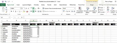Planilha de escala de trabalho Excel Automática