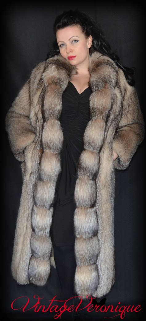 Sumptuous Genuine Crystal Fox Fur Coat Full Length Fox Fur Etsy