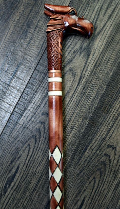 Red Dragon Cane Walking Stick Wood Wooden Canes Hand Carved Etsy