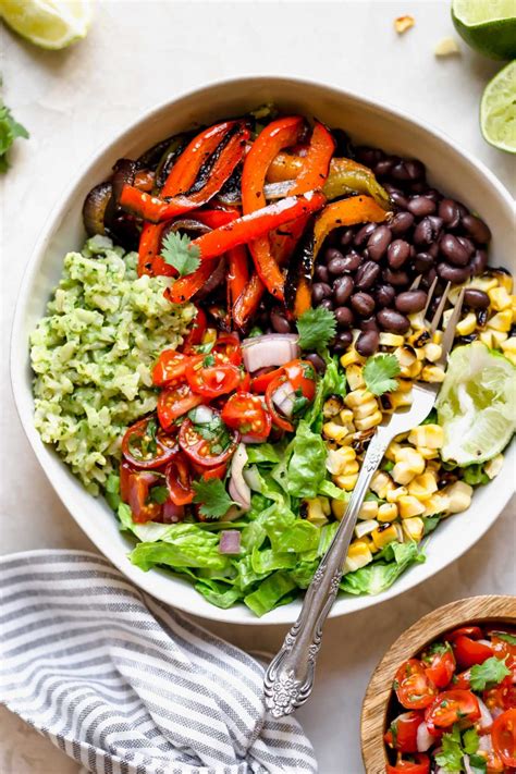 Guacamole and a creamy sour cream dip made 8. grilled veggie burrito bowls with green rice - plays well ...