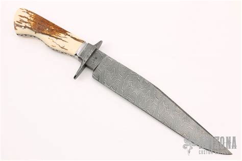 Damascus And Mammoth Ivory Bowie Arizona Custom Knives