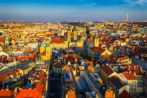 Aerial Prague Panoramic Drone View Of The City Of Prague At The Old