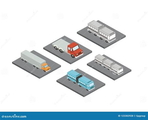 Set Cars Isometrics Proy Icon Stock Vector Illustration Of Delivery