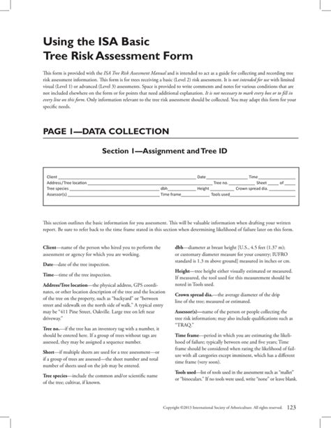 Isa Fillable Tree Risk Assessment Form Printable Forms Free Online
