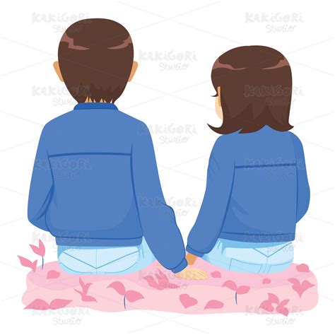 Couple Sitting Together Clipart Vector Illustration 04613 Kakigori Studio