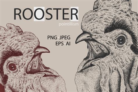 Rooster Vector Dot Work 995109 Illustrations Design Bundles