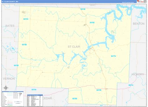 St Clair County Mo Zip Code Wall Map Basic Style By Marketmaps Mapsales