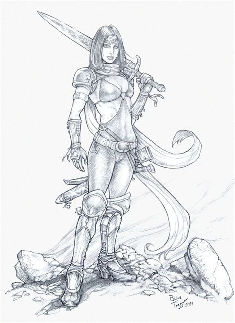Guerrera Warrior Drawing Character Art Fantasy Art Women