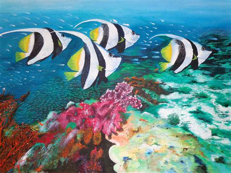 Fishes And Coral Reefs Original Acrylic Painting For Sale