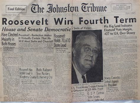 Vintage Johnstown November 8 1944 Roosevelt Wins Fourth Term