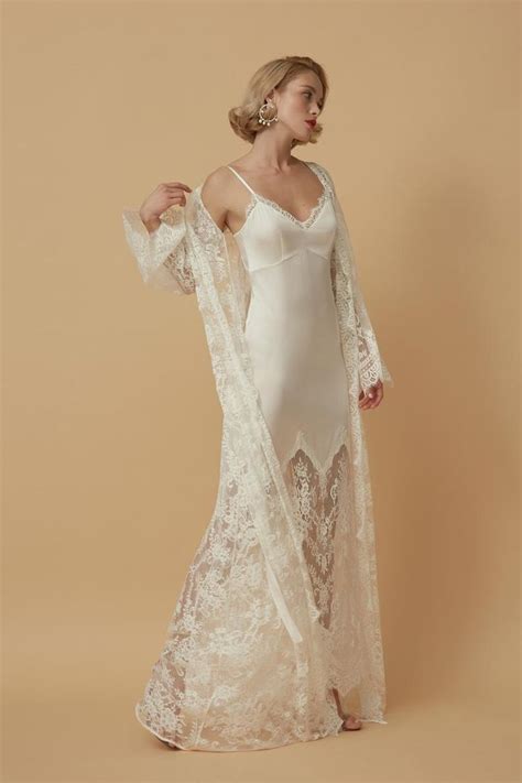 Nightgown And Robe Set F D Long Long Lace Bridal Robe Etsy Lace