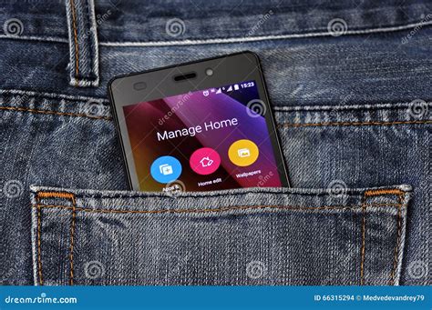 Mobile Phone Cellphone In Back Pocket Blue Jeans Stock Photo Image