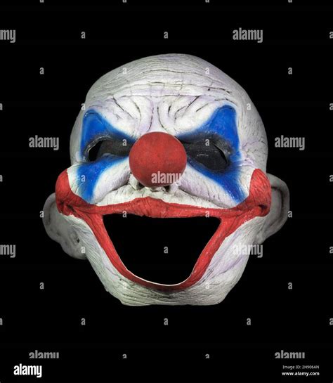 Clooney Clown Chinless Mask Isolated Against Black Background Stock