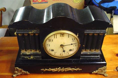 Antique Waterbury 8 Day Black Mantel Clock 8 Columns Need Repair Antique Price Guide