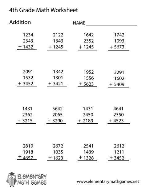 Common Core Worksheets Adding Whole Numbers 4th Grade
