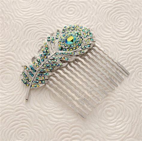 bridesmaid hair pin peacock wedding hair accessory crystal wedding types teal wedding wedding